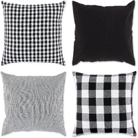 DII Assorted Black/White Pillow Cover 18x18 Set/4