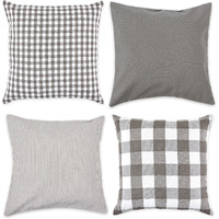 DII Assorted Gray/White Pillow Cover 18x18 Set/4