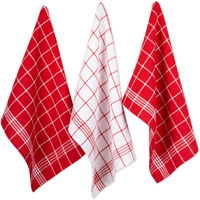DII Red Waffle Weave Dishtowel Set of 6
