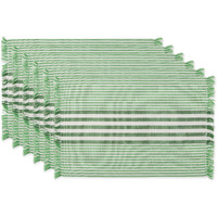 DII Grass Green Stripes With Fringe Placemat (Set of 6)