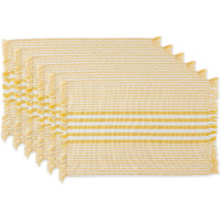 DII Deep Yellow Stripes With Fringe Placemat (Set of 6)