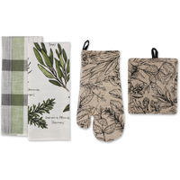 DII Fresh Herbs Kitchen Textiles, Potholder & Dishtowels, Fresh Herbs, 4 Pieces