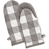 DII Gray & White Buffalo Check Oven Mitt Set/2