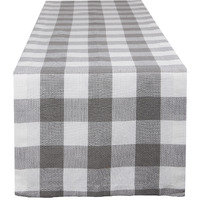 DII Gray & White Buffalo Check Table Runner 14x108