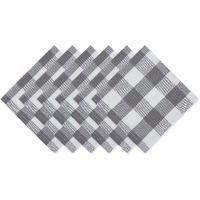 DII Gray & White Buffalo Check Napkin Set/6