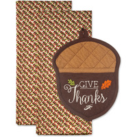 DII Thanks Acorn Potholder Gift Set/3