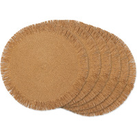 DII Natural Fringe Woven Polyester Round Placemat (Set of 6)