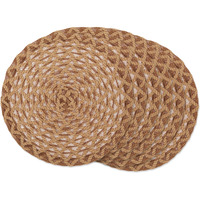 DII Natural Dahlia Woven Polyester Round Placemat (Set of 6)