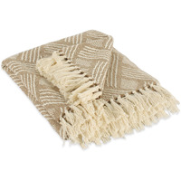DII Basketweave Woven Throw, 50x60" with 3" Fringe, Stone, 1 Piece