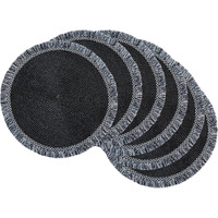 DII Black Round Fringed Placemat Set/6