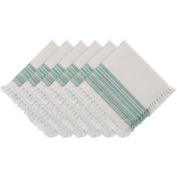 DII Fringed Stripe Tabletoppers, 20x20", Teal, 6 Pieces