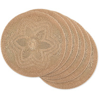 DII Stone Floral Woven Round Placemat Set/6