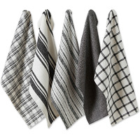 DII Asst Black Woven Dishtowels (Set of 5)