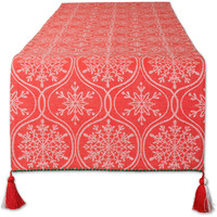 DII Joyful Snowflakes Jacquard Collection For Everyday Use, Holidays and Dinner Parties, Table Runner, 14x108"