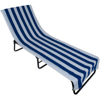 J&M Blue Stripe Lounge Chair Beach Towel With Top Fitted Pocket 26x82