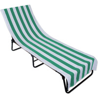J&M Emerald Green Stripe Lounge Chair Beach Towel With Top Fitted Pocket 26x82