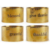 DII Asst Always Grateful Stamped Napkin Rings Set/4
