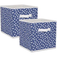DII Nonwoven Polyester Cube Small Dots French Blue and White Square 11x11x11 Set of 2