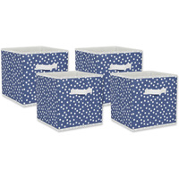 DII Nonwoven Polyester Cube Small Dots French Blue and White Square 11x11x11 Set of 4