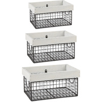 DII Asst Antique White Finish Farmhouse Basket (Set of 3)