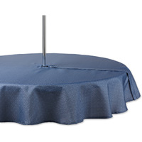 DII French Blue Tonal Lattice Print Outdoor Tablecloth With Zipper 60 Round