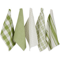 DII Asst Antique Green Everyday Dishtowel (Set of 5)