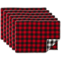 DII Christmas Buffalo Check With Embroidery Placemat (Set of 6)