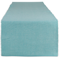 DII Aqua & White 2-Tone Ribbed Table Runner