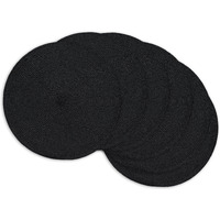 DII Black Placemat Set, 15" Dia, 6 Piece