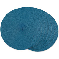 STORM BLUE ROUND PP WOVEN PLACEMAT SET/6
