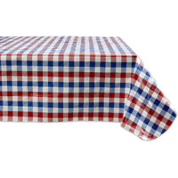 J&M Red, White and Blue Check Vinyl Tablecloth 60x84