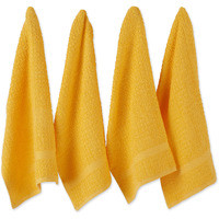 SOLID YELLOW WAFFLE TERRY DISHTOWEL SET/4