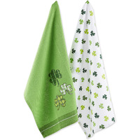 DII Assorted Green / White Lucky Day Dishtowel (Set of 2)