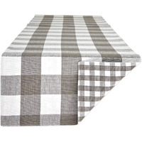 DII Gray/White Reversible Gingham/Buffalo Check Table Runner 14x72