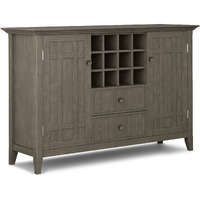Bedford SOLID WOOD 54 inch Wide Transitional Sideboard Buffet and Wine Rack in Farmhouse Grey