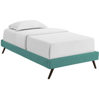 Loryn Twin Fabric Bed Frame with Round Splayed Legs Teal