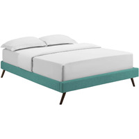 Loryn Full Fabric Bed Frame with Round Splayed Legs Teal