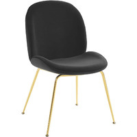 Scoop Gold Stainless Steel Leg Performance Velvet Dining Chair Black