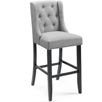 Baronet Tufted Button Upholstered Fabric Bar Stool Light Gray