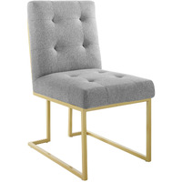 Privy Gold Stainless Steel Upholstered Fabric Dining Accent Chair Gold Light Gray