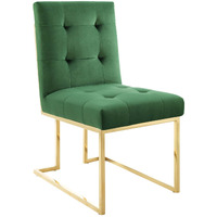 Privy Gold Stainless Steel Performance Velvet Dining Chair Gold Emerald