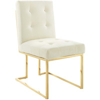 Privy Gold Stainless Steel Performance Velvet Dining Chair Gold Ivory