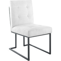 Privy Black Stainless Steel Upholstered Fabric Dining Chair Black White