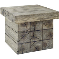 Manteo Rustic Coastal Outdoor Patio Side Table Light Gray