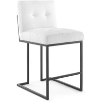 Privy Black Stainless Steel Upholstered Fabric Counter Stool Black White