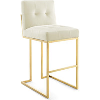 Privy Gold Stainless Steel Performance Velvet Bar Stool Gold Ivory