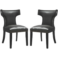 Curve Dining Chair Vinyl Set of 2 Black