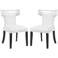 Curve Dining Chair Vinyl Set of 2 White