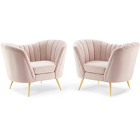 Opportunity Performance Velvet Armchair Set of 2 Pink