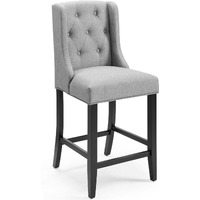 Baronet Tufted Button Upholstered Fabric Counter Stool Light Gray